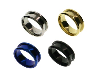 1Pcs Mens' Resin Ashes Ring Settings Channel Bezel Depth Silver Gold Black Blue Stainless Steel Ring Settings DIY Jewelry Supplies 1294118