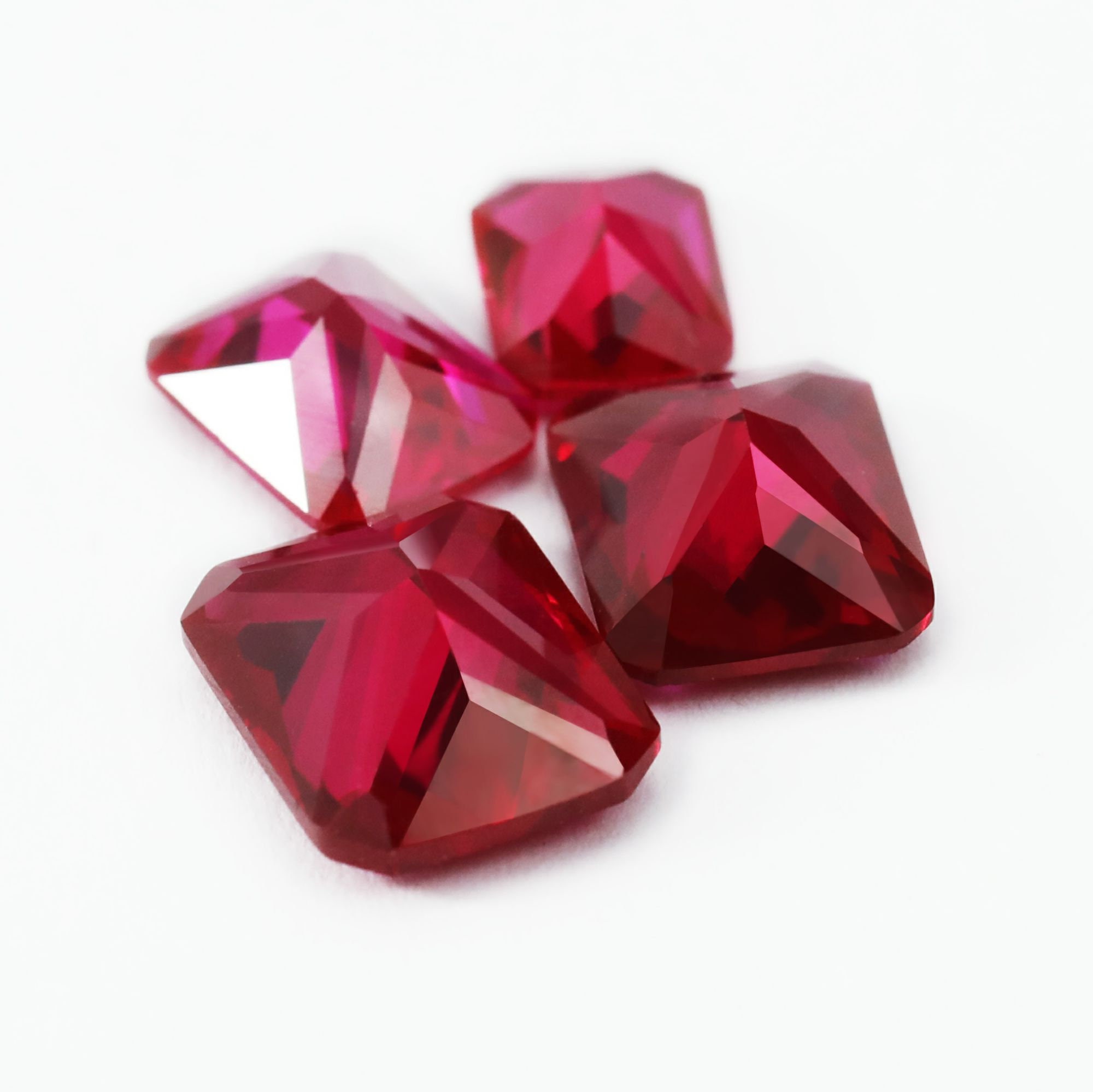 1pcs Lab Created Radiant Cut Rectangle Ruby July Birthstone Red Faceted ...
