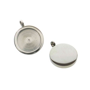 5pcs 15MM Setting Size Stainless Steel Round Bezel Tray Color Not Tarnish Pendant Charm Settings DIY jewelry Supplies 1411223