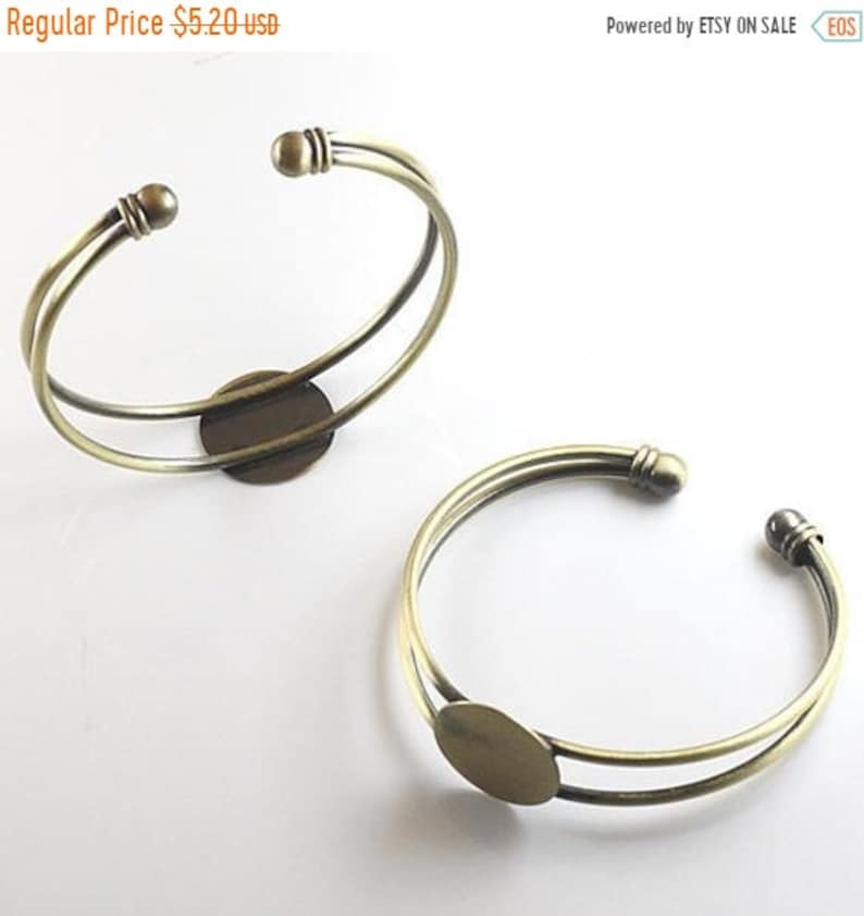 2pcs antique silver bracelet with 14mm tray jewellery making craft UK