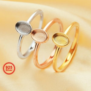 4x6MM Keepsake Breast Milk Resin Oval Ring Bezel Settings,Solid Back 925 Sterling Silver Rose Gold Plated Ring,DIY Memory Ring 1224187