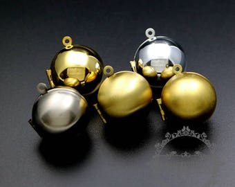 5 piezas de colgantes con forma de relicario para fotos, redondos, de 20 mm, en plata, bronce, oro, plata envejecida o latón sin tratar (1111053)