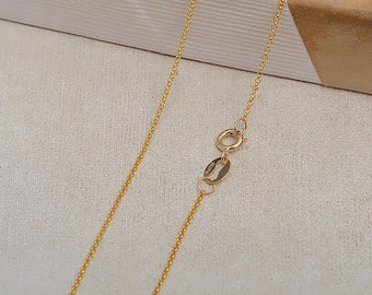 0.9MM Solid 18K Yellow Gold Necklace,Au750 Necklace,18K Gold Cable Necklace,DIY Necklace Chain Supplies 1315026