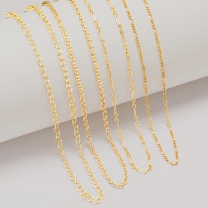 1PCS 14K Gold Filled Necklace Chain,Cable Round Chain,Figaro Chain,Link Paperclip Chain,Simple Necklace Chain,DIY Necklace Supplies 1320040