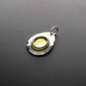 1Pcs 8x10MM Oval Bezel Solid 925 Sterling Silver Cabochon Pendant Settings with brass combined 1421103