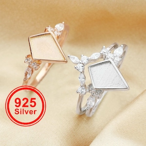 7x10MM Keepsake Mother Milk Resin Ring Settings,Stackable Ring,Solid Back Kite Bezel Ring for Resin,Solid 925 Sterling Silver Ring 1294576