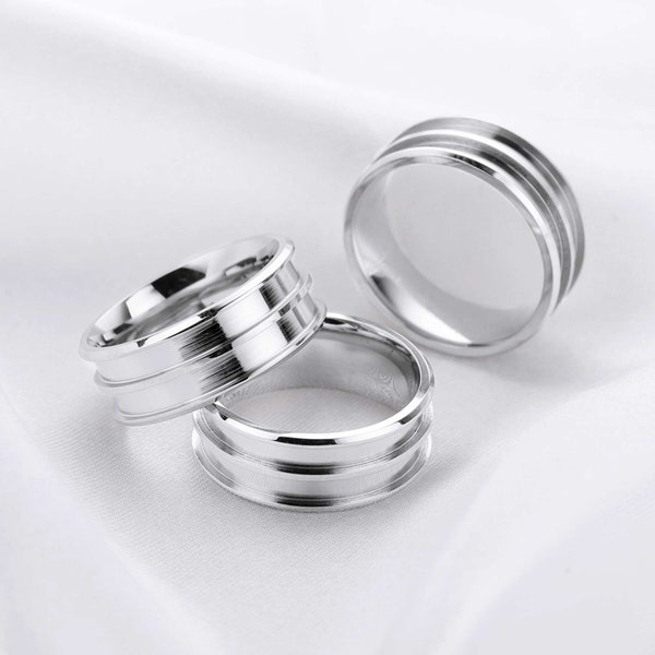 2.6+2.6MM Keepsake Mens' Resin Ashes Channel Ring Settings,Double Channel Bezel Stainless Steel Ring Setting,Cremation Memorial Ring 1294520