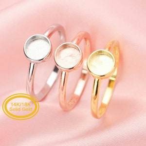 Minimalist Breast Milk Keepsake Resin Round Ring Bezel Settings,Solid 9K 14K 18K Gold Ring,Solid Back Round Ring,DIY Memory Ring 1215065