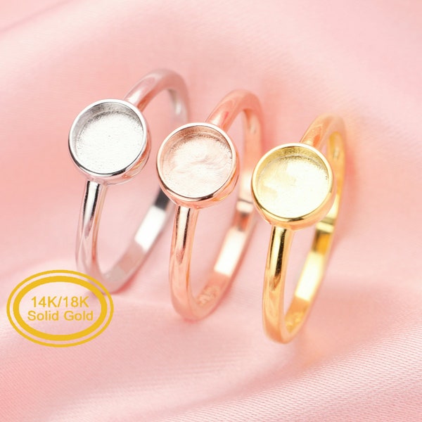 Minimalistische Muttermilch Andenken Harz runde Ring Lünette Einstellungen, solide 14K 18K Goldring, solide zurück runden Ring, DIY Memory Ring 1215065