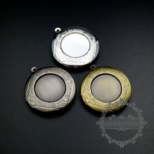 5pcs 20mm setting bezel vintage style brass bronze,silver,antiqued silver 32mm flower round photo locket base pendant charm supplies 1111057