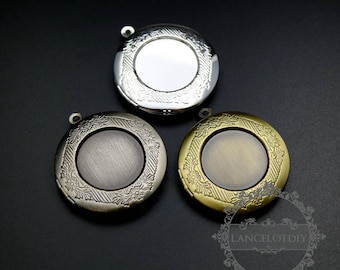 5pcs 20mm setting bezel vintage style brass bronze,silver,antiqued silver 32mm flower round photo locket base pendant charm supplies 1111057