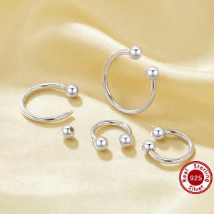 4Pcs Simple Screw Round Balls Nose Studs,Solid 925 Sterling Silver Body Jewelry 6390117