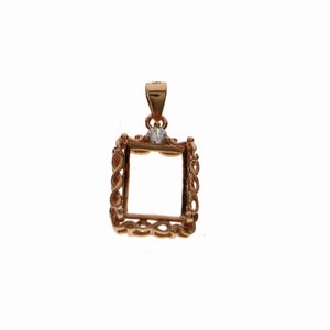 1 Pcs Taille Multiple Rectangle Forme Rose Or Argent Gemmes CZ Pierre Lunette Solide 925 En Argent Sterling Pendentif Charme Paramètres 1431036 Rose Gold