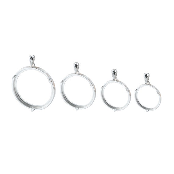 1pcs 19-30MM Round Prong Solid 925 Sterling Silver Cabochon