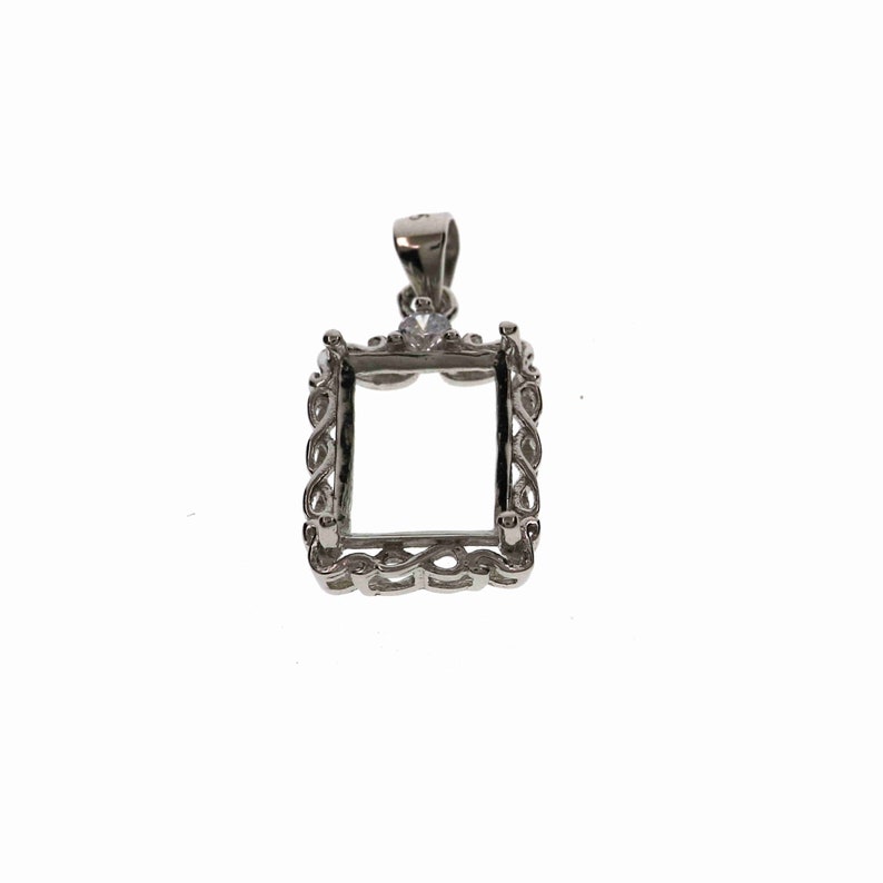 1 Pcs Taille Multiple Rectangle Forme Rose Or Argent Gemmes CZ Pierre Lunette Solide 925 En Argent Sterling Pendentif Charme Paramètres 1431036 image 9