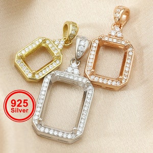 1 pz. Più dimensioni massiccio argento sterling 925 oro rosa rettangolo 4 punte di lusso pietre preziose castone impostazioni ciondolo fai da te 1431043