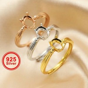 5x7MM Oval Prong Ring Blank Settings Art Deco Bezel Solid 925 Sterling Silver Rose Gold Plated Adjustable Ring Band for Gemstone 1224104
