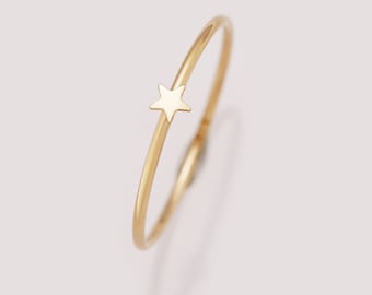 1PCS 3.5MM Tiny Star Flat Top 14K Gold Filled Ring,1MM Wire Initial Stamping Ring,Minimalist Ring,Gold Filled Slim Stackable Ring 1294743