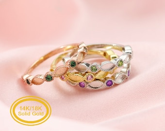 Andenken Massive 14K Gold Ringeinstellungen für Muttermilch Harz 2x4MM Marquise Lünette mit 2mm Birthstone Stapelbare Ring Lünette 1294212