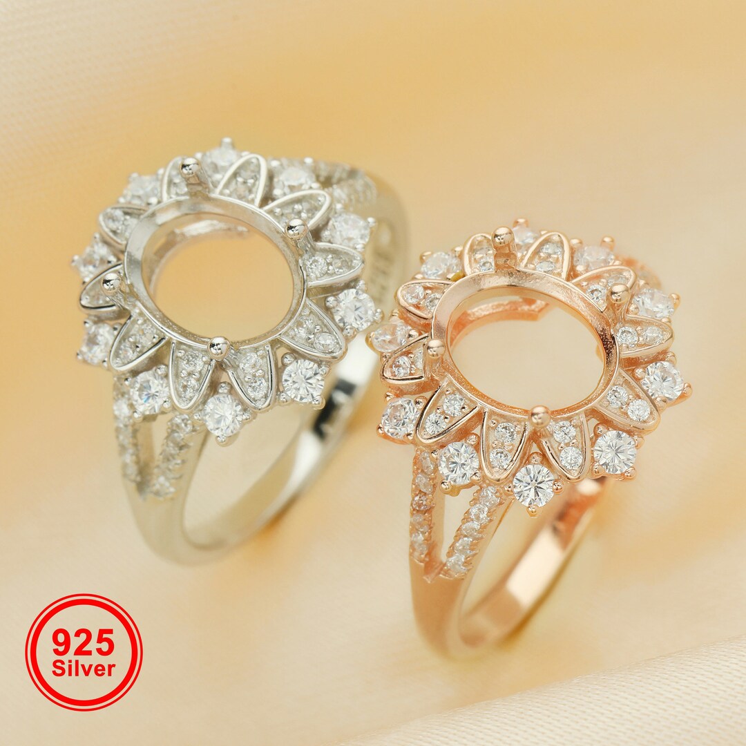 7x9mm Oval Prong Ring Settings,split Shank Solid 925 Sterling Silver ...