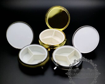 5pcs 40mm setting size vintage style bronze,silver,gold round with 3 cells medicine box DIY supplies 1502048