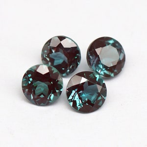 Lab Grown Alexandrite Faceted Gemstone,Round Color Change Stone,June Birthstone,DIY Loose Gemstone Supplies 4110200