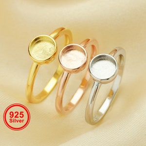 6MM Round Breast Milk Keepsake Resin Ring Bezel Settings,Solid Back Round Ring,Solid 925 Sterling Silver Rose Gold Plated Ring 1215056