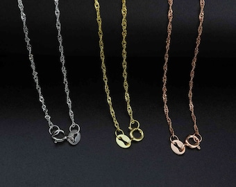 Planetys Cadena Plata Ley 925 Chapada En Oro Rosa 18K - Malla Forzada Diamantada De 1mm - Larga Duración Y Hipoalergénica - Ideal Para Regalo