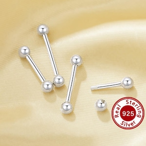 4 Stück geschraubte Kugel Nasenstecker, Ohr Knochen Ohrstecker, solide 925 Sterling Silber Ohrstecker, kleine Kugel Ohrstecker, minimalistische Ohrringe 6390116