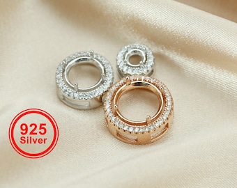 4-15MM Halo Runde Zacken Anhänger Einstellungen Massiv 925 Sterling Silber Rose Gold überzogene Charm Bezel DIY Edelstein Liefert 1411277