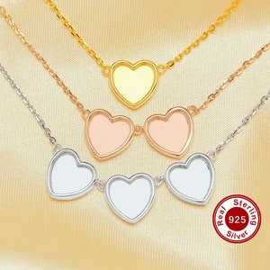 8MM Muttermilch Herz Lünette Anhänger Einstellungen, solide 925 Sterling Silber Rose vergoldet Halskette mit Kette 16 '' + 2 '' 1431261