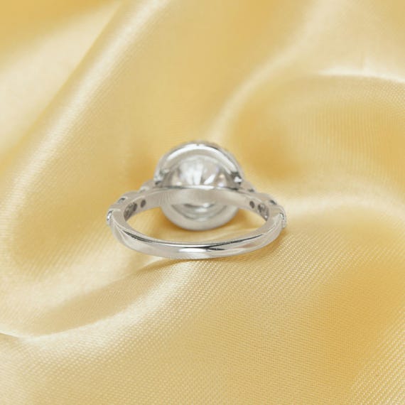 Anello In Argento Sterling Con Zirconi Cubici, Castone Rotondo Per - Foto 10