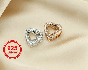 1Pcs 8MM Heart Prong Pendant Charm Settings Simple Rose Gold Plated Solid 925 Sterling Silver DIY Bezel Tray for Gemstone 1431068