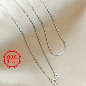 1MM Thick Snake Necklace Chain Solid 925 Sterling Silver Necklace DIY Jewelry Supplies 1322056