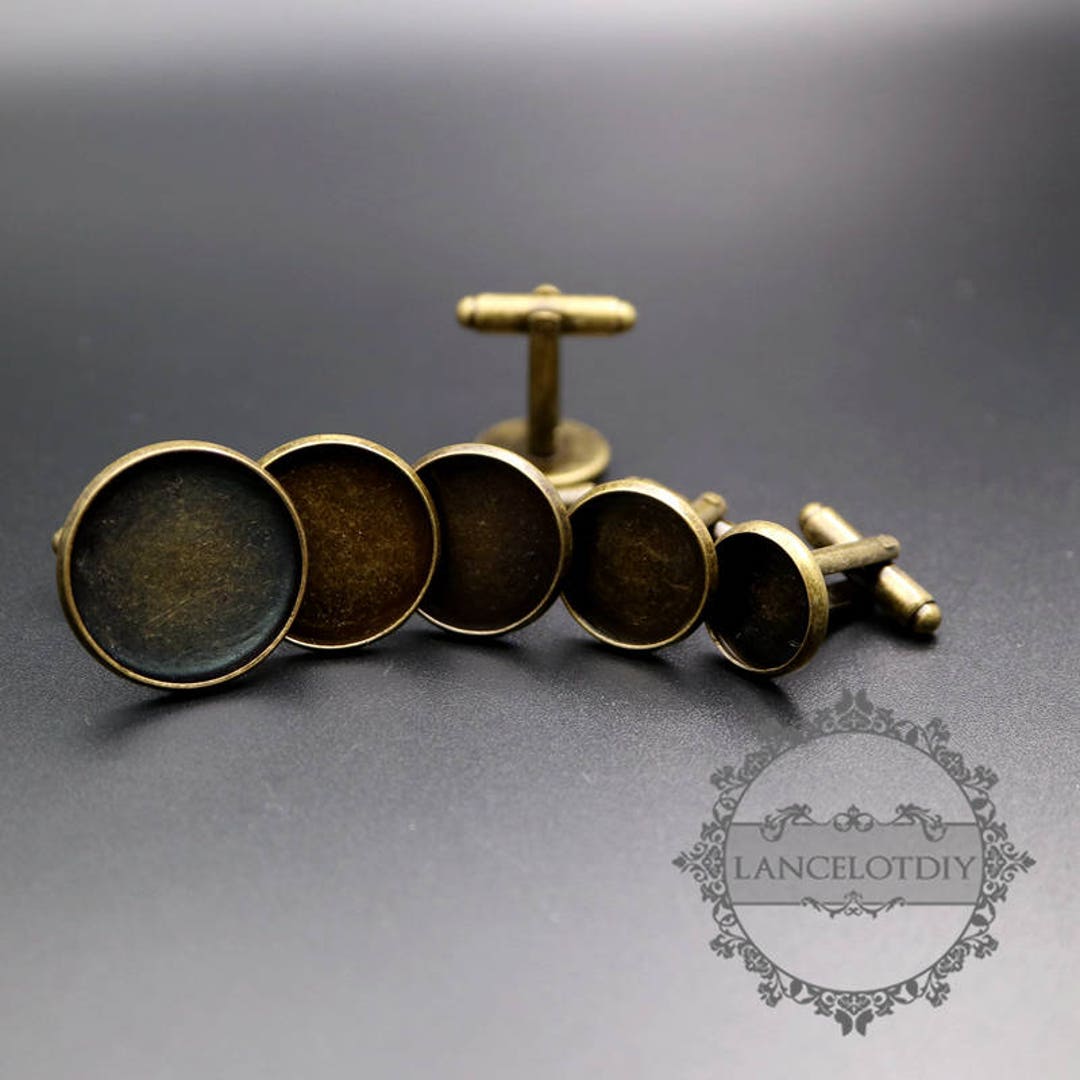 Paire De Couvre-boutons De Manchette Ronds En Laiton Imitation Or - 17 Mm, Pour Chemise Formelle, Mariage