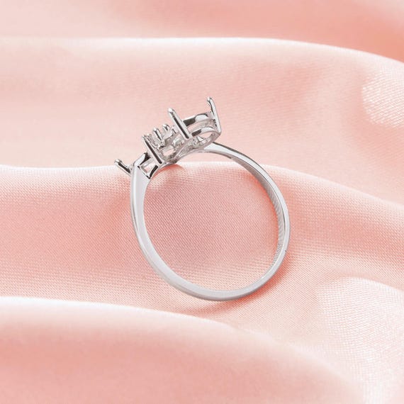 Two Stones Pear Prong Ring Settings,solid 925 Sterling Silver Ring