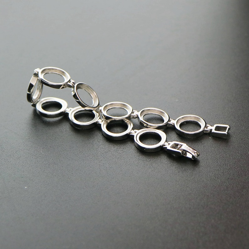 1Pcs Oval and Round Bezel Solid 925 Sterling Silver Bracelet Settings DIY Supplies 1900212 image 6