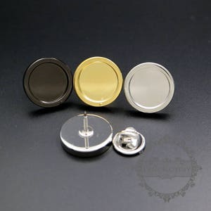 5pcs 15mm setting size round bezel gold,silver,gun black color DIY brooch pin supplies findings 1582046