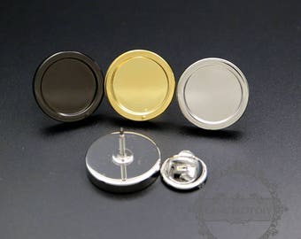 5 Stück 15mm Fassung Größe runde Lünette Gold, Silber, Pistole schwarz Farbe DIY Brosche Pin liefert Erkenntnisse 1582046