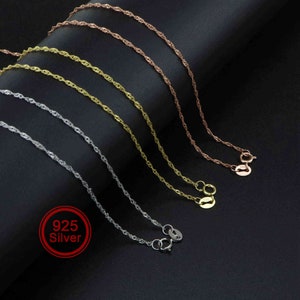 1Pcs 1.9MM Thick 16-22Inches Rose Gold Plated Solid 925 Sterling Silver Twisted Chain Necklace DIY Supplies Findings 1320009