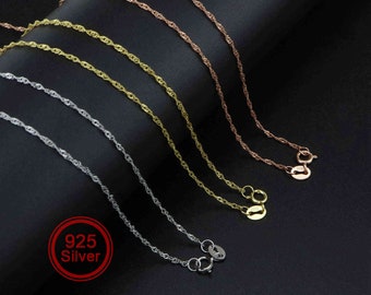 1Pcs 1.9MM Thick 16-22Inches Rose Gold Plated Solid 925 Sterling Silver Twisted Chain Necklace DIY Supplies Findings 1320009