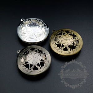 5pcs 33MM vintage style victorian stamping filigree antiqued silver,bronze,silver fashion round photo locket pendant cahrm 1111061