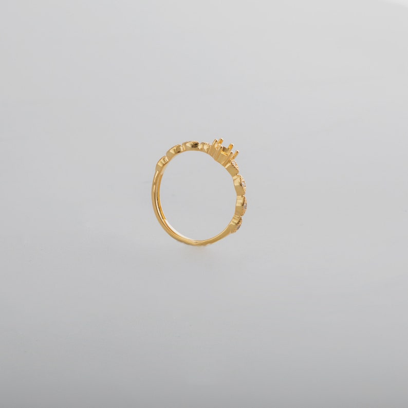 1Pcs 4MM round simple silver rose gold Gemstone CZ stone prong bezel solid 925 sterling silver adjustable ring settings 1210042