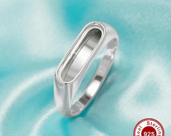 4x15MM Keepsake Mother Milk Resin Rectangle Bezel Ring Settings,Solid 925 Sterling Silver Men's Ring,DIY Memory Jewelry Supplies 1294802