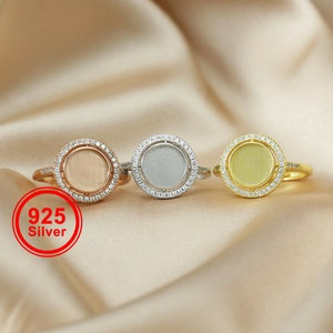 Keepsake Mother Milk Resin Ring Settings Round Solid Back 925 Sterling Silver Rose Gold Plated 8MM Halo CZ Stone Ring Bezel 1210092