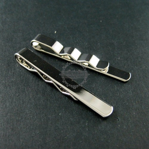 5 pièces 5x50 mm haute qualité argent/laiton rhodié, bricolage simple base pince à cravate, plateau de lunette fournitures de bricolage 1504010