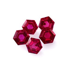 Lab Created Faceted Hexagon Ruby,July Birthstone,Red Faceted Loose Gemstone,DIY Jewelry Supplies 4160079