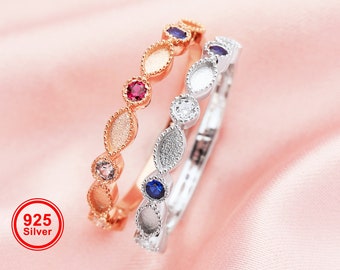 Multiple Color Stone Keepsake Breast Milk Resin Ring Settings,Stackable Solid 925 Sterling Marquise Bezel Eternity Birthstone Ring 1294683