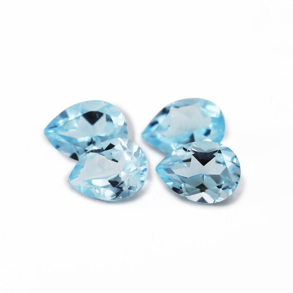 1Pcs Natural Pear Faceted Sky Blue Topaz Gemstone November Birthstone DIY Loose Semi Precious Gemstone DIY Jewelry Supplies 4150019