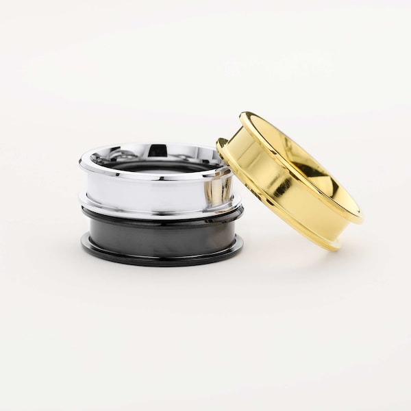Ajustes de anillo de cenizas de resina para hombre de recuerdo de 4 mm, ajustes de anillo de acero inoxidable con bisel de canal, anillo de acero inoxidable negro dorado plateado 1294591